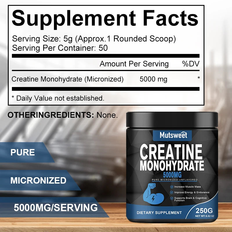 Creatine Monohydrate 5000Mg Pre-Workout Creatine | Keto | Vegan | Dissolves Easy