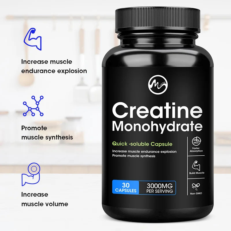 Creatine 3000MG Monohydrate Strength Muscle Performance Keto-Friendly Build Muscle Enhance Performance Unflavored Adult