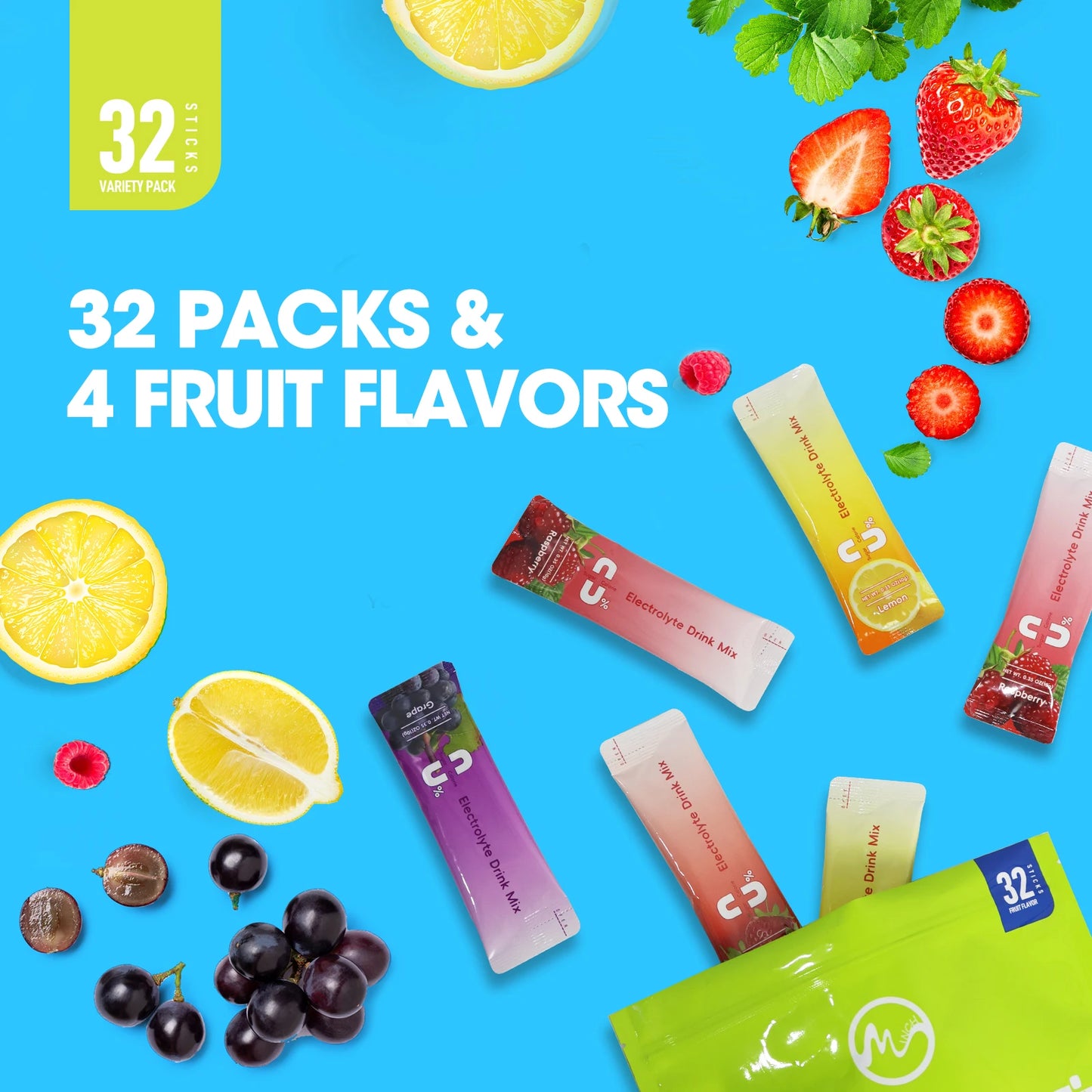 Daily Electrolyte Mix, Tropical Variety 4-Flavor Variety, Hydration Packets with 8 Electrolytes & Minerals Non-Gmo, Vegan