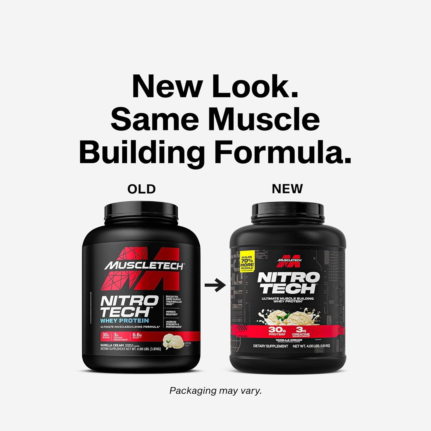 Whey Protein, Nitro-Tech Whey Isolate + Peptides, Lean with Creatine, Sports Nutrition for Men & Women, Vanilla, 1.81Kg (40 Servings)
