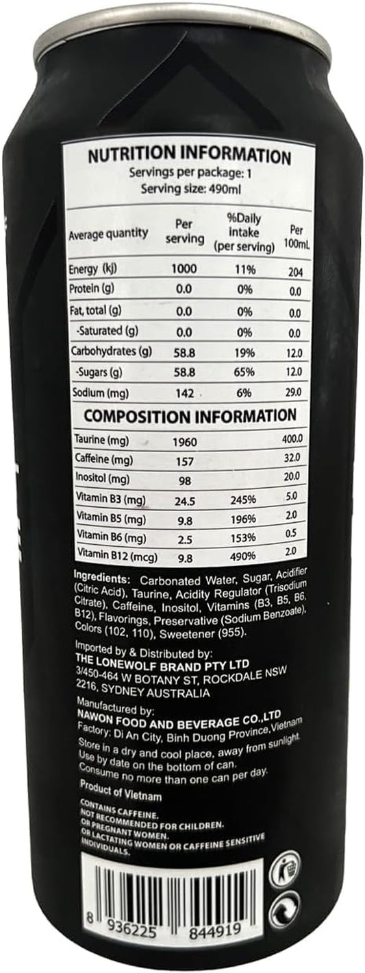 Energy Drink - 6 Pack (490Ml Each) | High-Caffeine Focus, Intense Energy, Original Flavor | Boost Workouts, Experience Intense High-Powered Energy & Mental Clarity