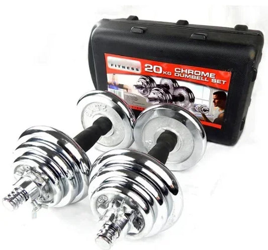 IN STOCK Chromed Gift Box Adjustable Dumbbell Kit De Pesas 20 Kg Mancuernas Pesas Ajustable Plating Dumbbells