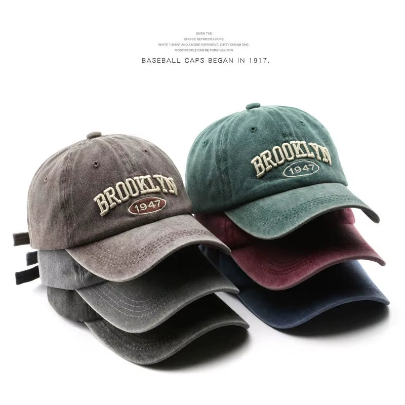 Retro Brooklyn Letter Embroidery Baseball Caps Spring Summer Men Women Cotton Adjustable Casual Hat Hip Hop Streetwear Sun Hats