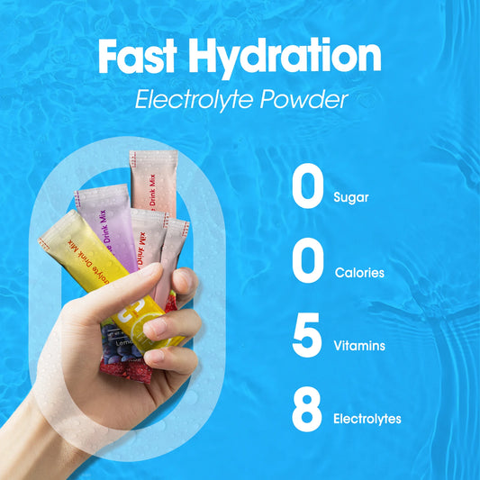 Daily Electrolyte Mix, Tropical Variety 4-Flavor Variety, Hydration Packets with 8 Electrolytes & Minerals Non-Gmo, Vegan