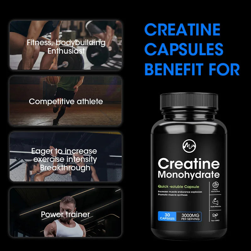 Creatine 3000MG Monohydrate Strength Muscle Performance Keto-Friendly Build Muscle Enhance Performance Unflavored Adult
